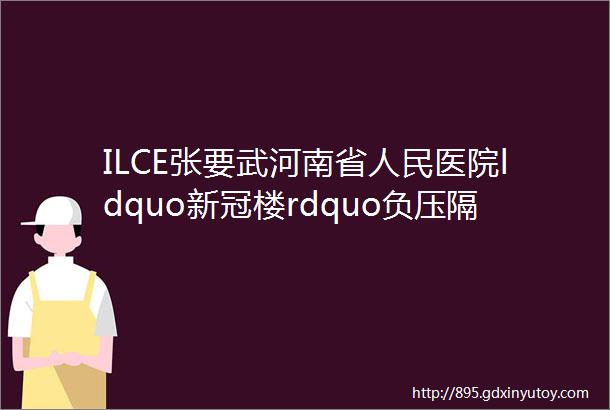 ILCE张要武河南省人民医院ldquo新冠楼rdquo负压隔离病区建设浅析