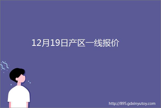 12月19日产区一线报价